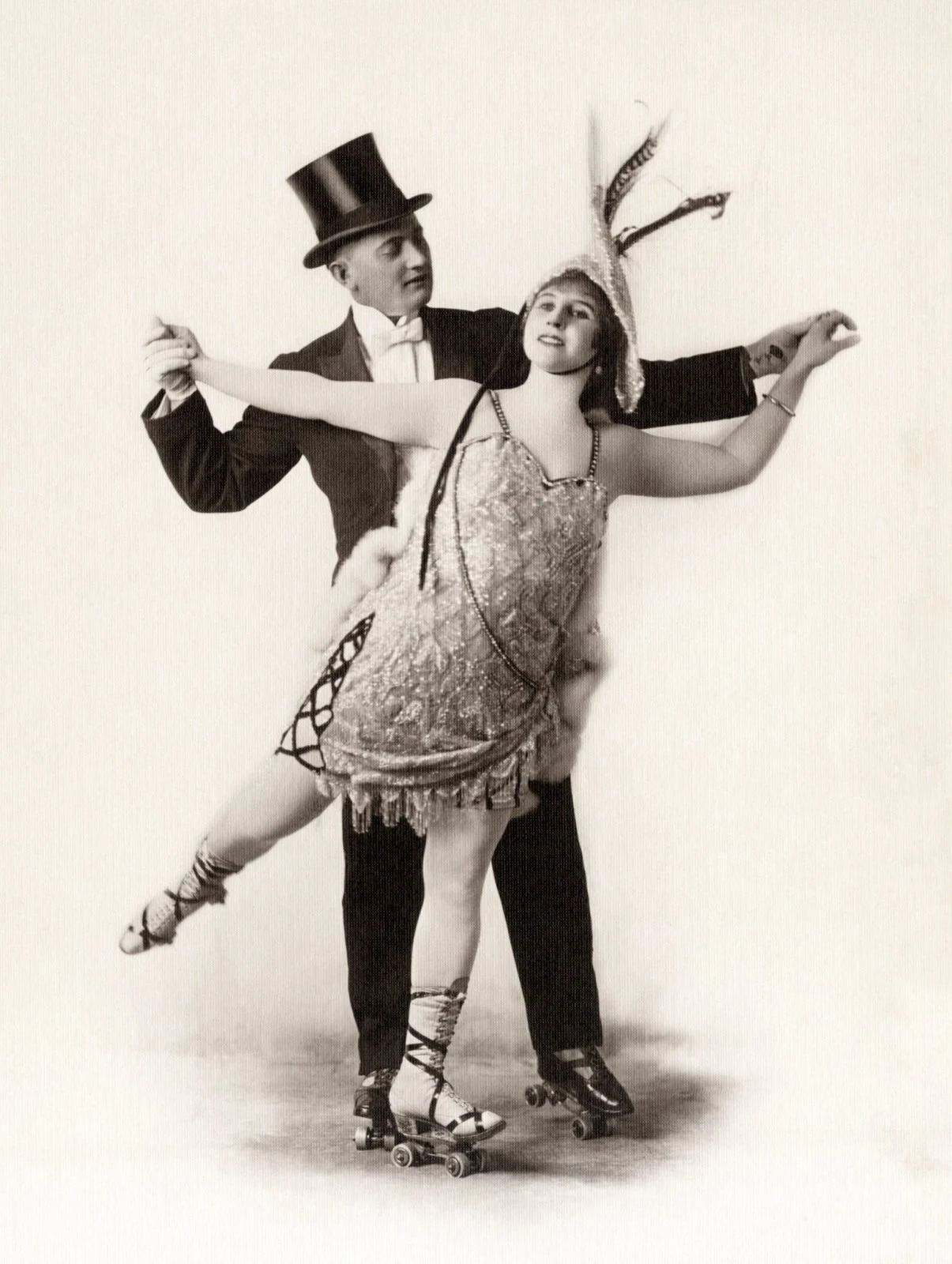 Para tańcząca na rolkach lata 1910